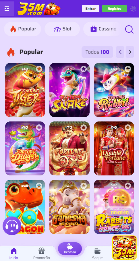 Aplicativo 35m.com para Android e iOS